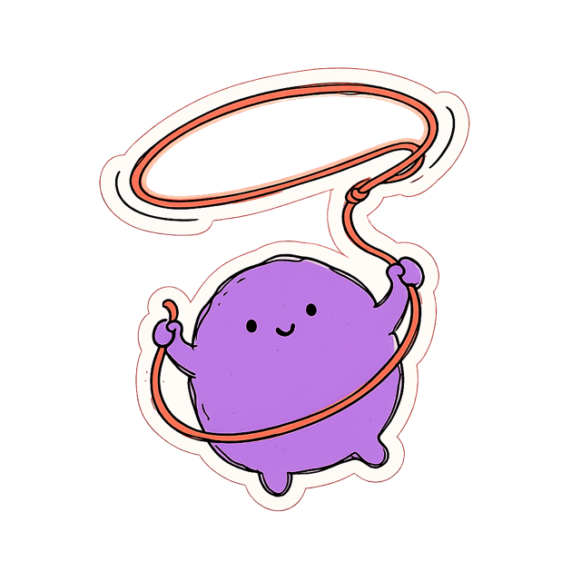 Sticker of an ink-blob character twirling a lasso rope